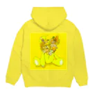 りん太のShocking face Animal arts 「Yellow Bear」 Hoodie:back