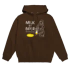 ビールとアート TM-3 Designの名画 × BEER（牛乳を注ぐ女・牛乳かビールか、それが問題だ。）白線画 Hoodie