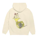 ももねこ工房（　◜◡‾）のホルンからのぞくネコ Hoodie:back