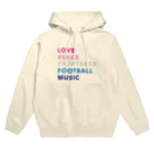 KAWAGOE GRAPHICSの愛と平和とビールとサッカーと音楽 Hoodie