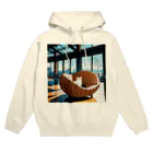 おかづあいのねこちゅうしんのシェルチェア白猫 Hoodie