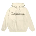 中野ピク氏ショップ SUZURI支店の歩くカルガモの親子 黒線 Hoodie