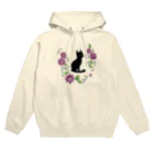 くろねこ倶楽部の【5色】お花とくろねこクレマチス Hoodie