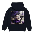 【ホラー専門店】ジルショップの黒と紫のゴシックドール Hoodie:back