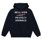 Let's go vegan!のReal men protect animals パーカー