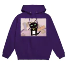 キャッツハンド：suzuriショップの黒猫PUKU「呼んだ？」 Hoodie