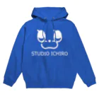 スタジオイチロのうさぎのフラワーフェイス白 Hoodie