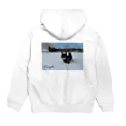 柴犬むさしのMusashi 雪パーカー（黒ロゴ） Hoodie:back