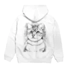 greetenのアート猫　モノクロ　 Hoodie:back