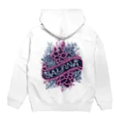 N SAUNA LOGOのネオン風花柄サウナロゴ11　花柄ver.4 Hoodie:back