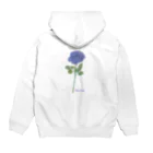 水色プリントの夢叶う青い薔薇 Hoodie:back