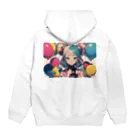 tokyo_citypopのkawaii 東京ガールアート　風船　着物　原宿 Hoodie:back