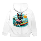 Surfing Dogの波乗りフレンチブルドッグ Hoodie:back