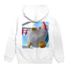 福井かほの干されてしまった 毛玉のペンギンぬいぐるみ Hoodie:back