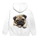 鼻ぺちゃ犬と和猫のUpward glance pug Hoodie:back