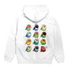 Cody the Lovebirdの【両面】ラブバード大集合（コザクラインコ＆ボタンインコ）/ ブルーボタンインコ Chubby Bird  Hoodie:back