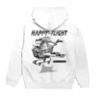 nidan-illustrationのhappy dog -happy flight- (black ink) Hoodie:back