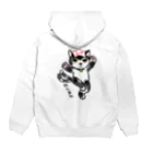 キクヤの踊る　ねこまた　白黒 Hoodie:back