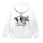 キッズサイズ　わんぱくぽめる堂のキッズサイズ　バックプリント　牛のギュウギュウ Hoodie:back