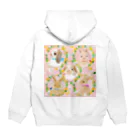 NORIMA'S SHOP のかわいい子うさぎ達とたんぽぽとクローバーのフラワーリース Hoodie:back