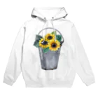 Fred HorstmanのWatering bucket and sunflowers  じょうろ と ひまわり Hoodie