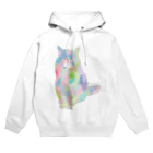 小鳥と映画館のユニコーンカラーの猫 Hoodie