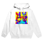 TakashiSのVivid Quartet of French Bulldogs Hoodie