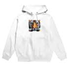 ki1962のドット絵で描かれた虎のアップ画像のプレミアムグッズ Hoodie