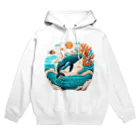 ✨🌏TCHD LLC SHOP🌏✨のダイナミックに飛ぶクジラちゃん Hoodie