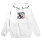 m222web-shopのスノーボードとキャラクターたちのイラストグッズ Hoodie