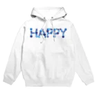 junichi-goodsのバルーン文字「HAPPY」（青色系） パーカー