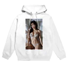 BeautifulLadyCollectionTokyoの恍惚とした表情で目を閉じる、白い下着のAI美女 Hoodie