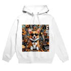 アニマルアーティファクトの楽器に囲まれているコーギー Hoodie