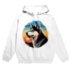 dogsdream8246のシベリアンハスキーと夕日 Hoodie