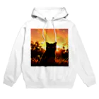 猫との風景の夕焼けと猫001 Hoodie