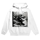 Reptile_JPのモノクロカイマン Hoodie