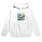 抽象画の世界の3色の波の抽象画 Hoodie