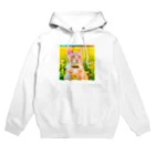 猫好きの谷の猫の水彩画/花畑のチャシロねこのイラスト/茶白ネコ Hoodie