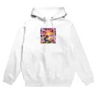 yunakiziの夕日の中シーガラスで遊ぶ子猫 Hoodie