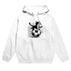 ボールボーイの猫とサッカーボール白黒 Hoodie