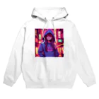 UnderpopSのネオンが光る街に立つ女の子2 Hoodie