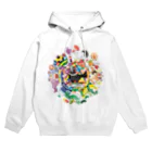 ねことりむし★CAT BIRD INSECTのカラフル色相環グラデーションと白黒カラス Hoodie