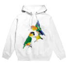 piyopiyobrandのシロハラインコたち パーカー