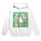 NORIMA'S SHOP のかわいい子うさぎ達とたんぽぽとクローバーのフラワーリース Hoodie