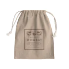 It is Tomfy here.のウォンバット　アンティーク風ロゴ　brown Mini Drawstring Bag