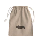 CHOSANAの走る犬 ダックス ブラック Mini Drawstring Bag