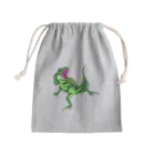 もむのふの爬虫類グッズやさんの水辺の忍者グリーンバシリスク Mini Drawstring Bag