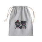 M_pugのくろぱぐ❤️ふたご Mini Drawstring Bag