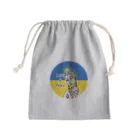 諭苑のSUZURI店のLove＆Peace観世音菩薩ウクライナ国旗背景 Mini Drawstring Bag