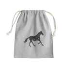 horse-lvのブラックホース花柄白抜き Mini Drawstring Bag